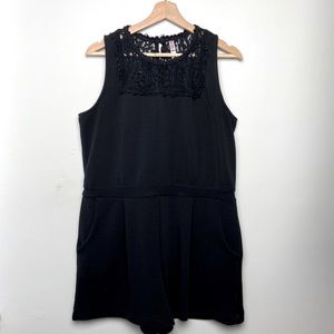Xhilaration Black Lace Neck Short Romper Size XL